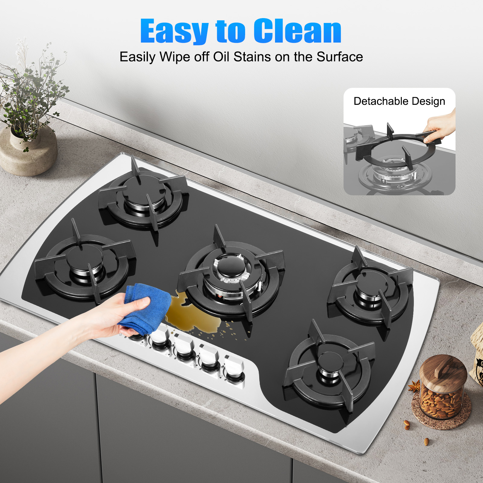 Baking Kitchen Set - 5 Burners Gas Stovetop Gas Stove