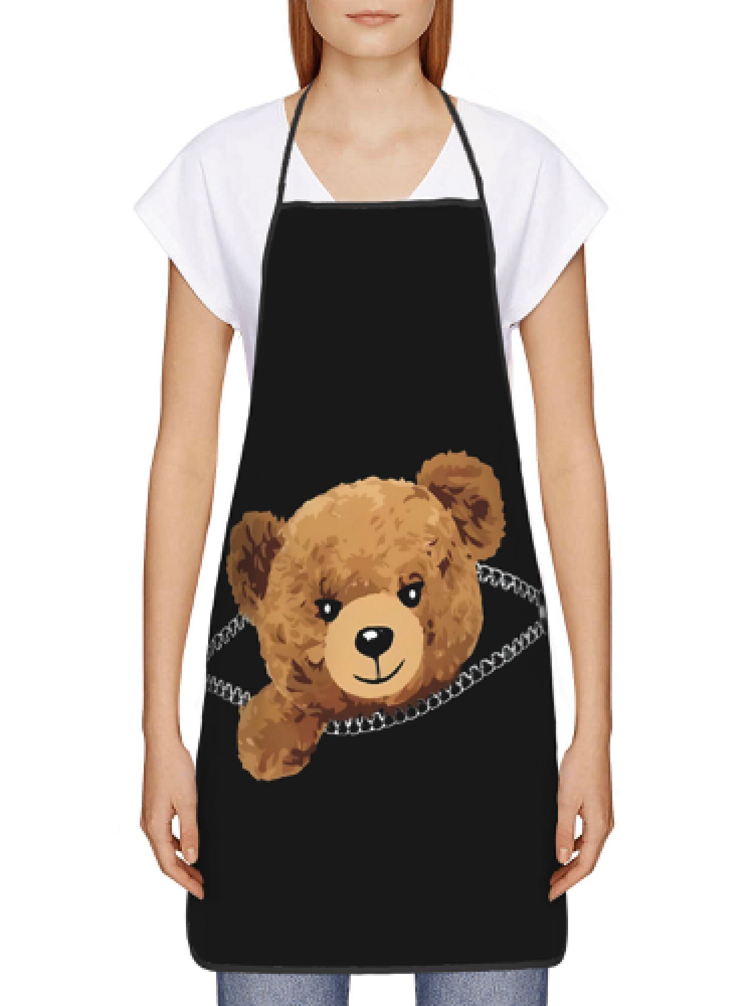 1pc Zipper Bear Apron Cute Ted - Kitchen Baking Background reseña y precio