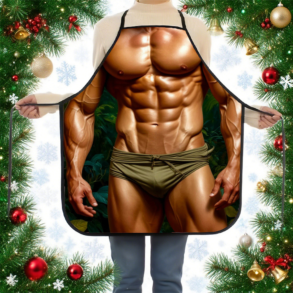 1pc Muscular Figure Apron with - Kitchen Baking Background reseña y precio