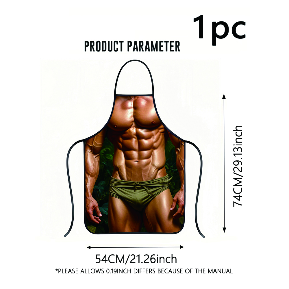 1pc Muscular Figure Apron with - Kitchen Baking Background reseña y precio