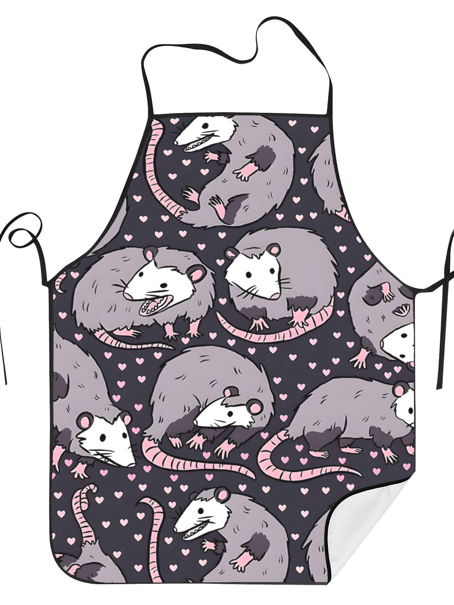 Cute Opossum Pattern Apron Bla - Kitchen Baking Background reseña y precio