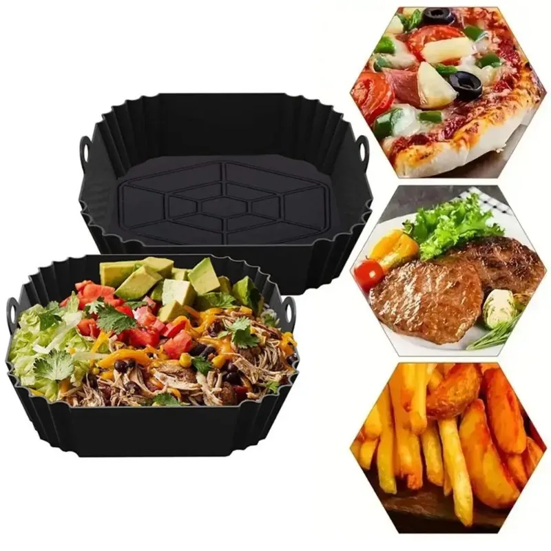 1pc silicone air fryer pot tra - Kitchen Baking Tray reseña y precio