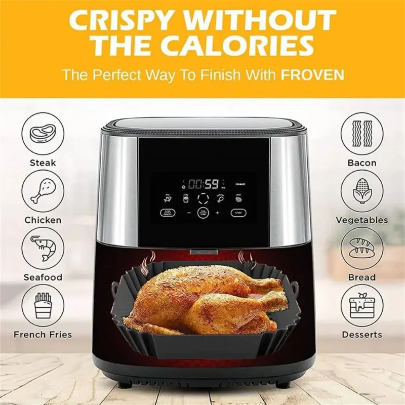 1pc silicone air fryer pot tra - Kitchen Baking Tray reseña y precio