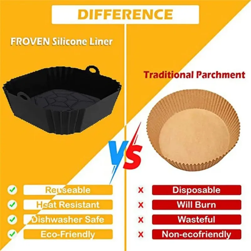 1pc silicone air fryer pot tra - Kitchen Baking Tray reseña y precio