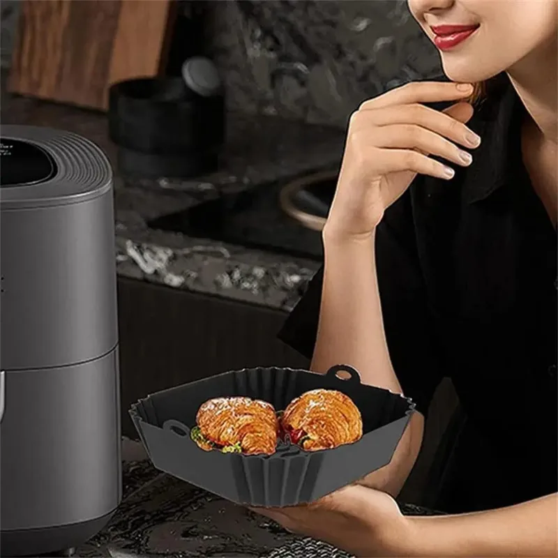 1pc silicone air fryer pot tra - Kitchen Baking Tray reseña y precio