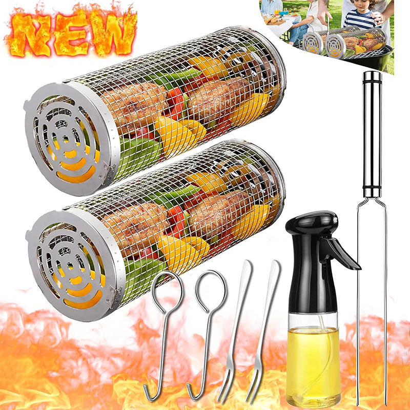 BBQ Basket Stainless Steel Rol - Kitchen Baking Tray Rack reseña y precio