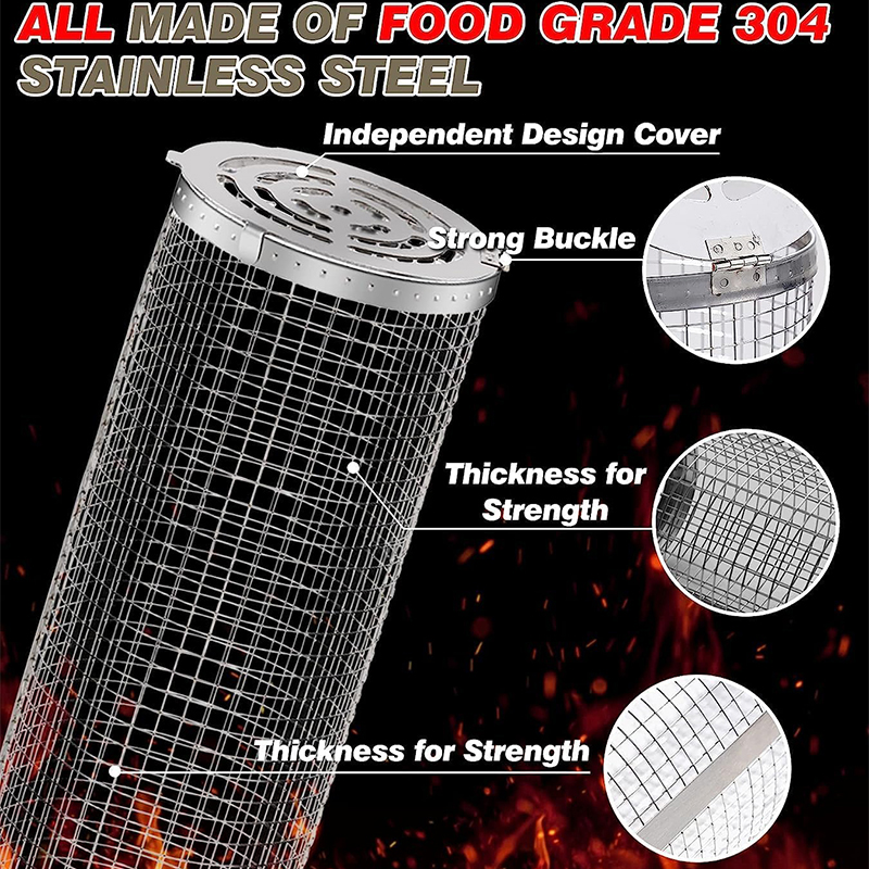 BBQ Basket Stainless Steel Rol - Kitchen Baking Tray Rack reseña y precio
