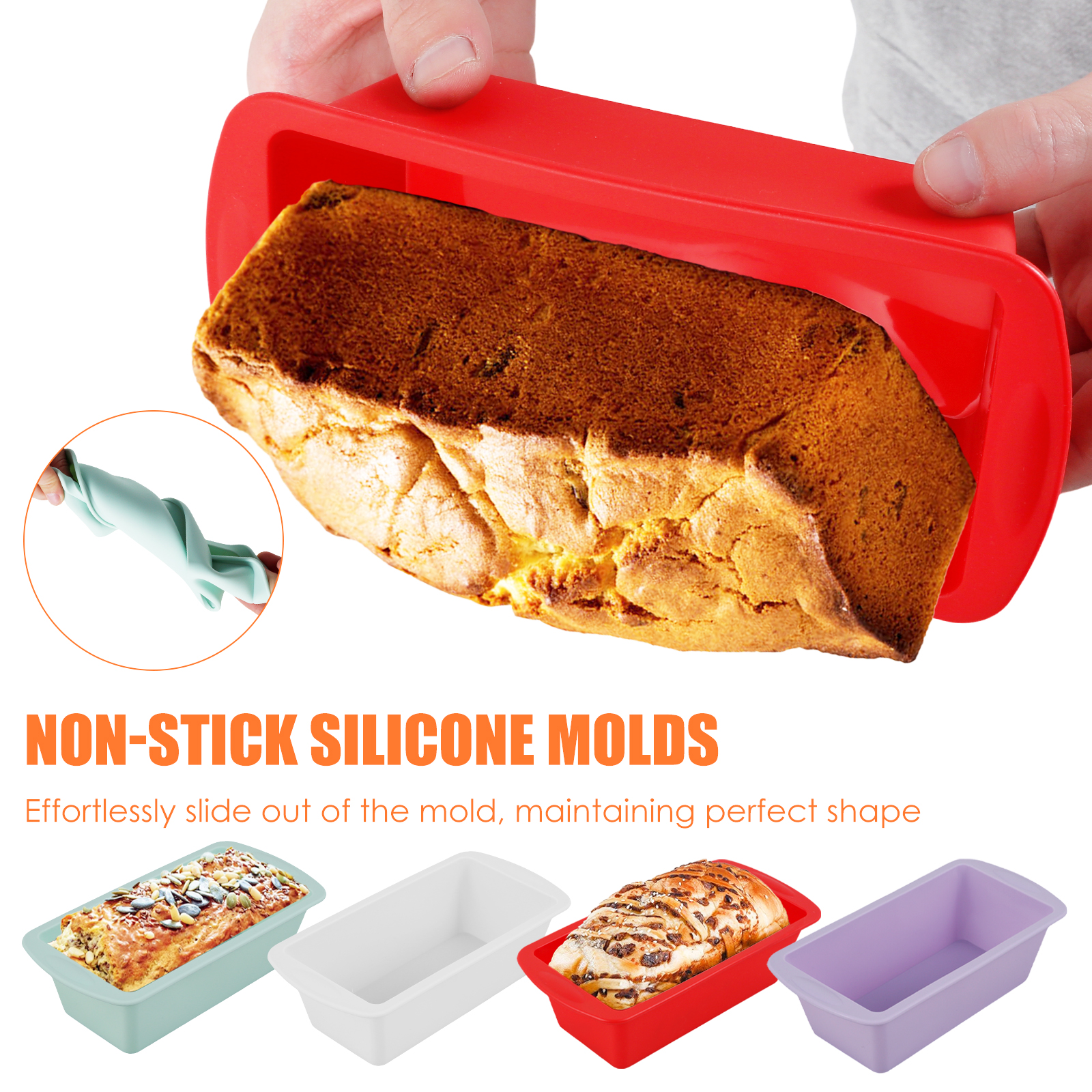 4Pcs Rectangular Silicone Brea - Springform Pan Set reseña y precio