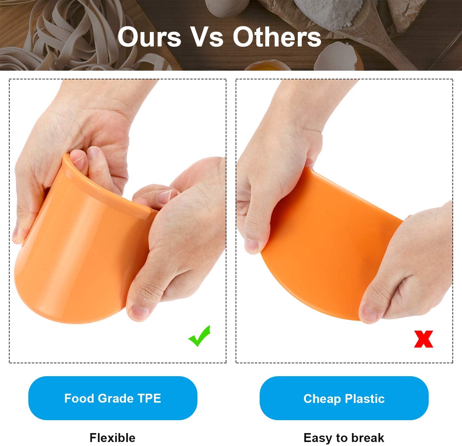 1Pcs Flexible Bowl Scraper Dou - Dough Scraper Curved reseña y precio