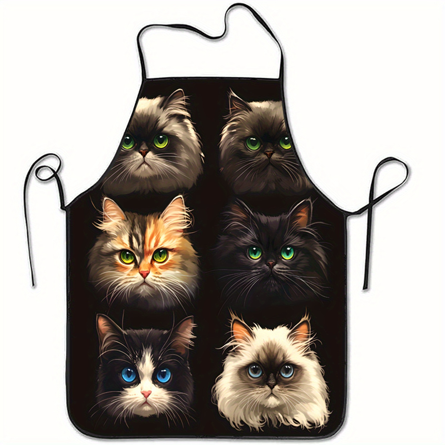 Cat Face Portrait Apron Black  - Kitchen Baking Background reseña y precio