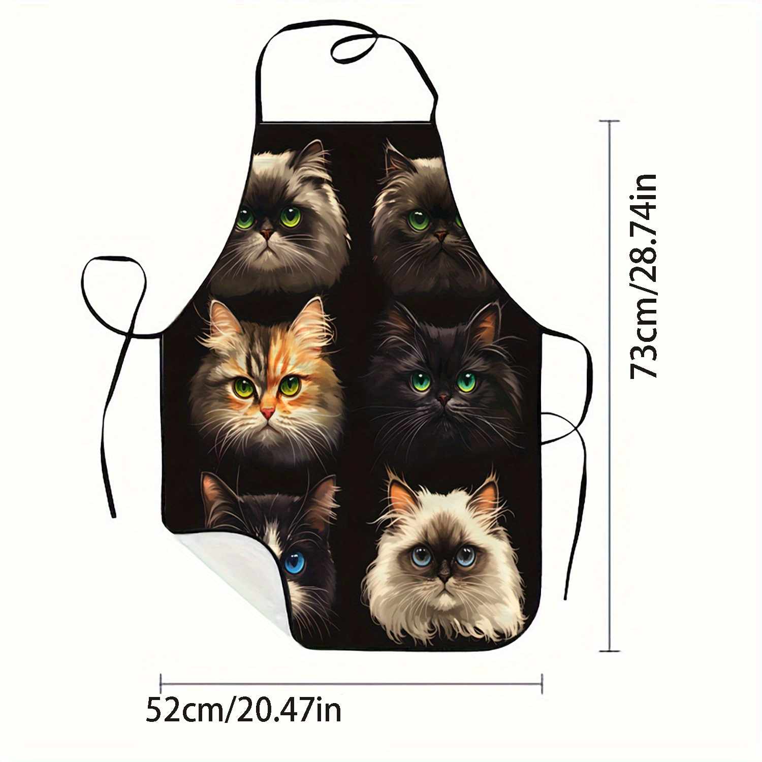 Cat Face Portrait Apron Black  - Kitchen Baking Background reseña y precio