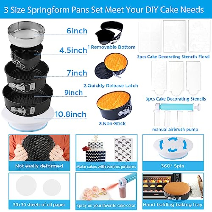 Cake Decorating Kit 672 Pcs Ca - Springform Pan Set reseña y precio