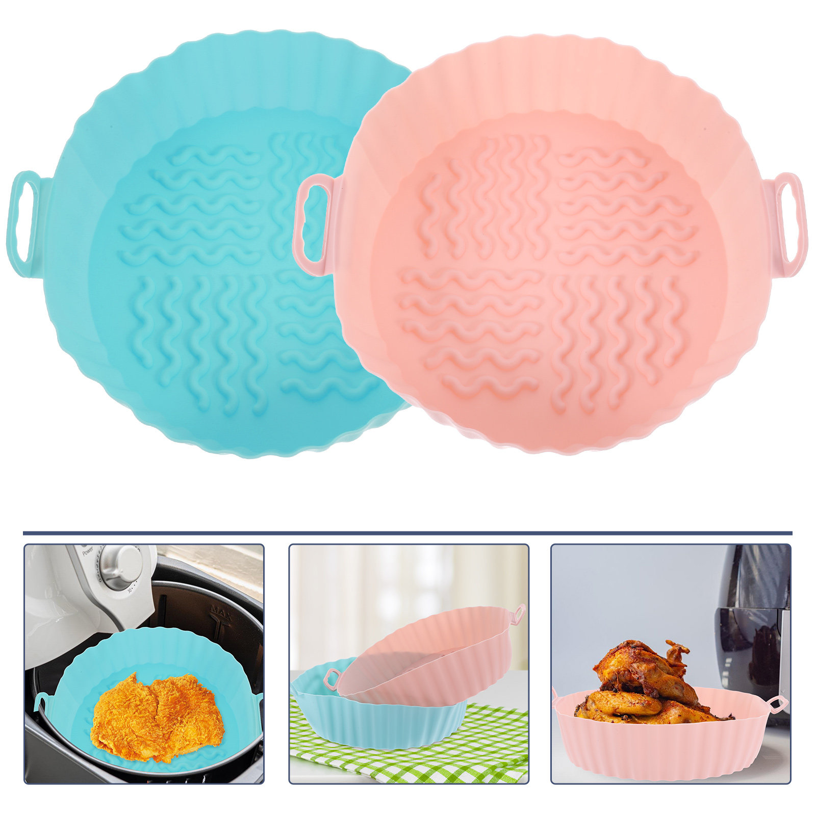 2Pcs Silicone Air Fryer Basket - Kitchen Baking Tray reseña y precio