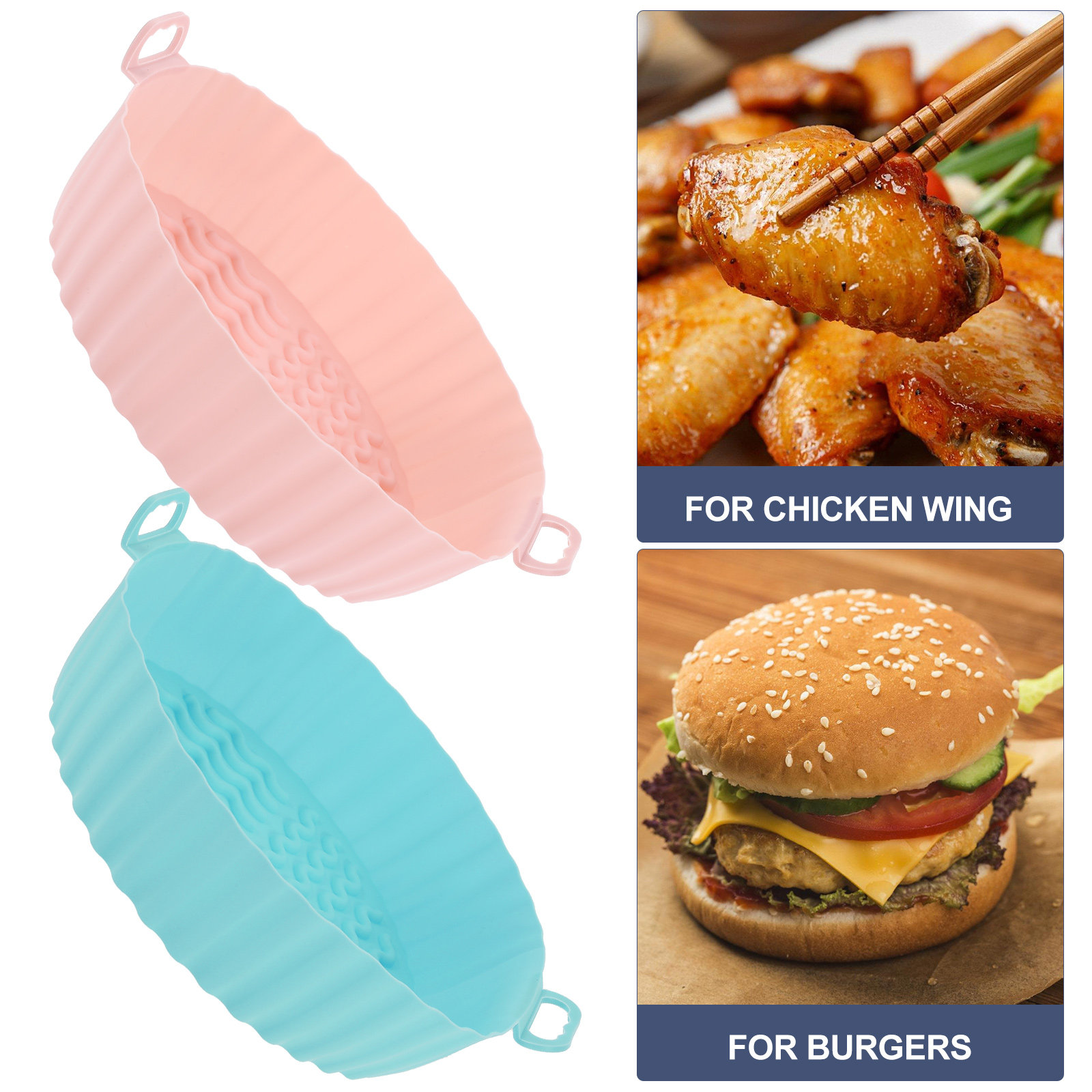 2Pcs Silicone Air Fryer Basket - Kitchen Baking Tray reseña y precio