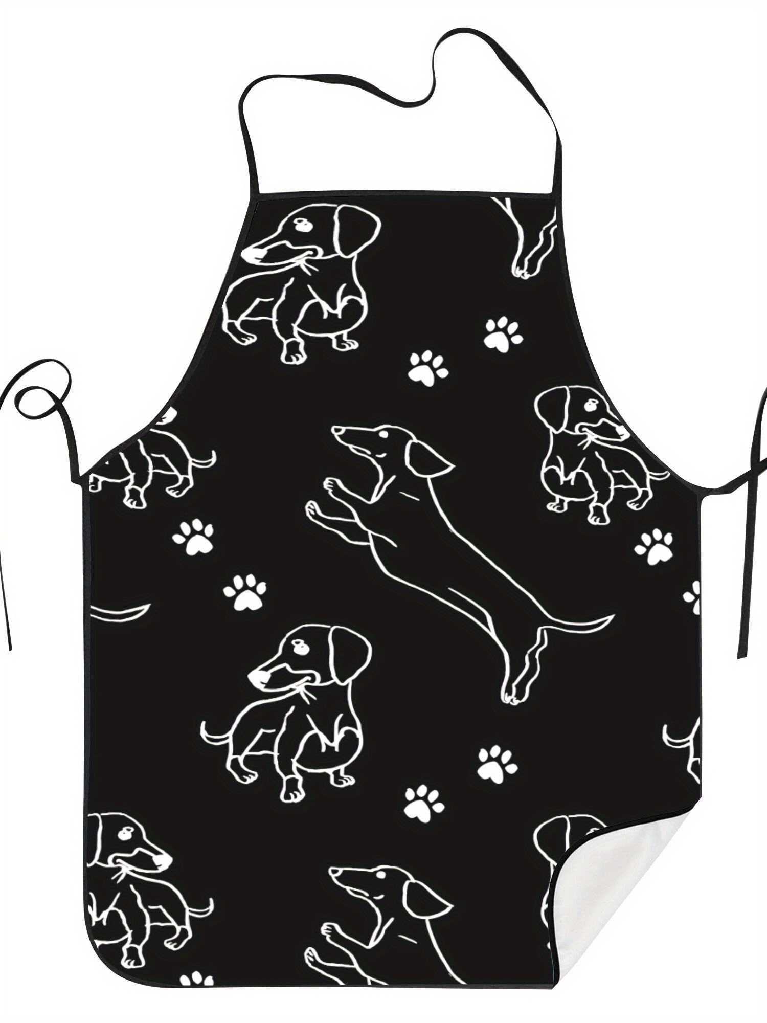 Dachshund Paw Print Apron Blac - Kitchen Baking Background reseña y precio