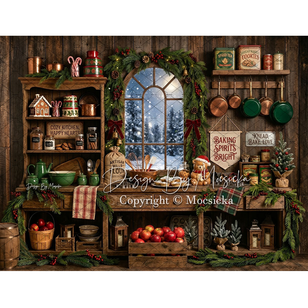 Mocsicka Christmas Rustic Kitc - Kitchen Baking Background reseña y precio