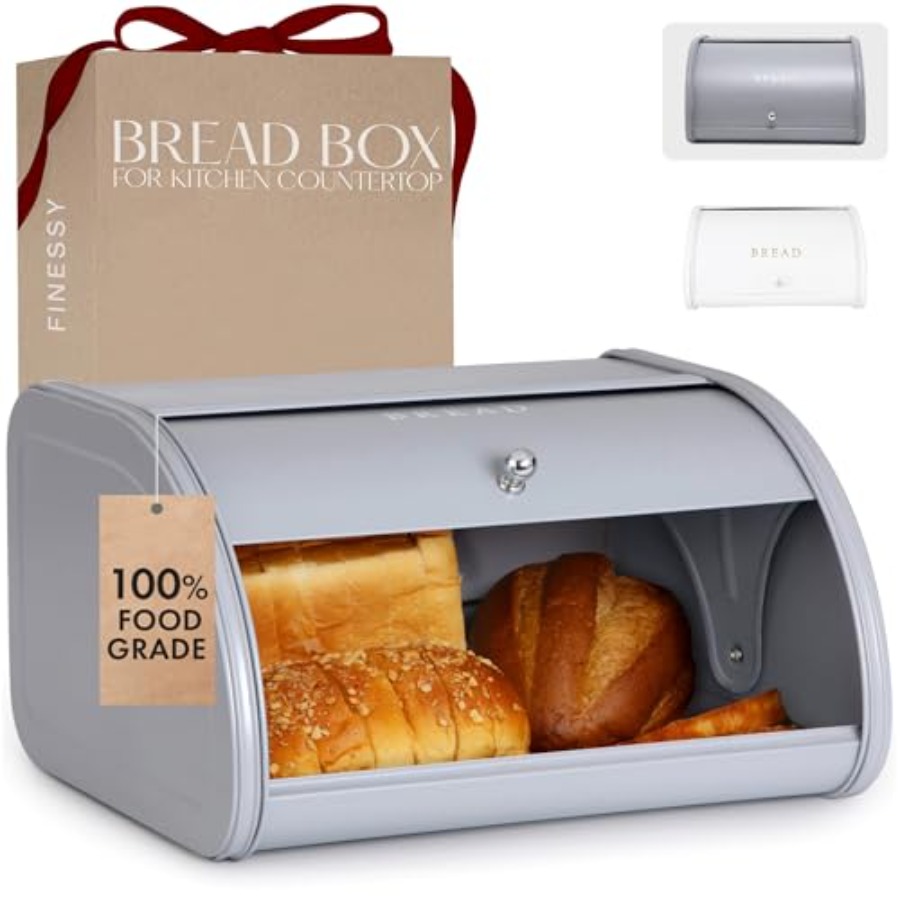 Modern Metal Bread Box for Kit - Kitchen Baking Mat reseña y precio