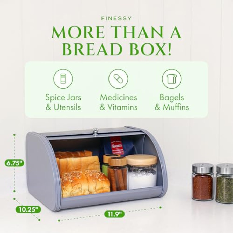 Modern Metal Bread Box for Kit - Kitchen Baking Mat reseña y precio