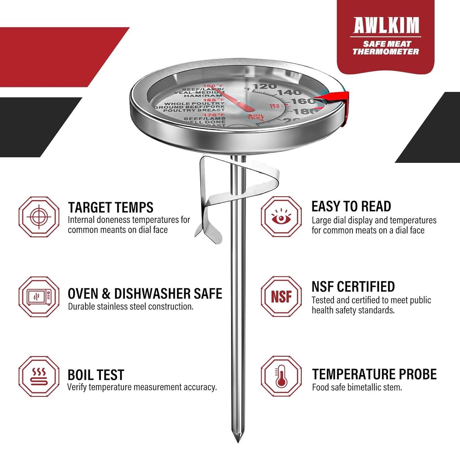 2-Pack Analog Meat Thermometer - Oven Thermometer Analog reseña y precio