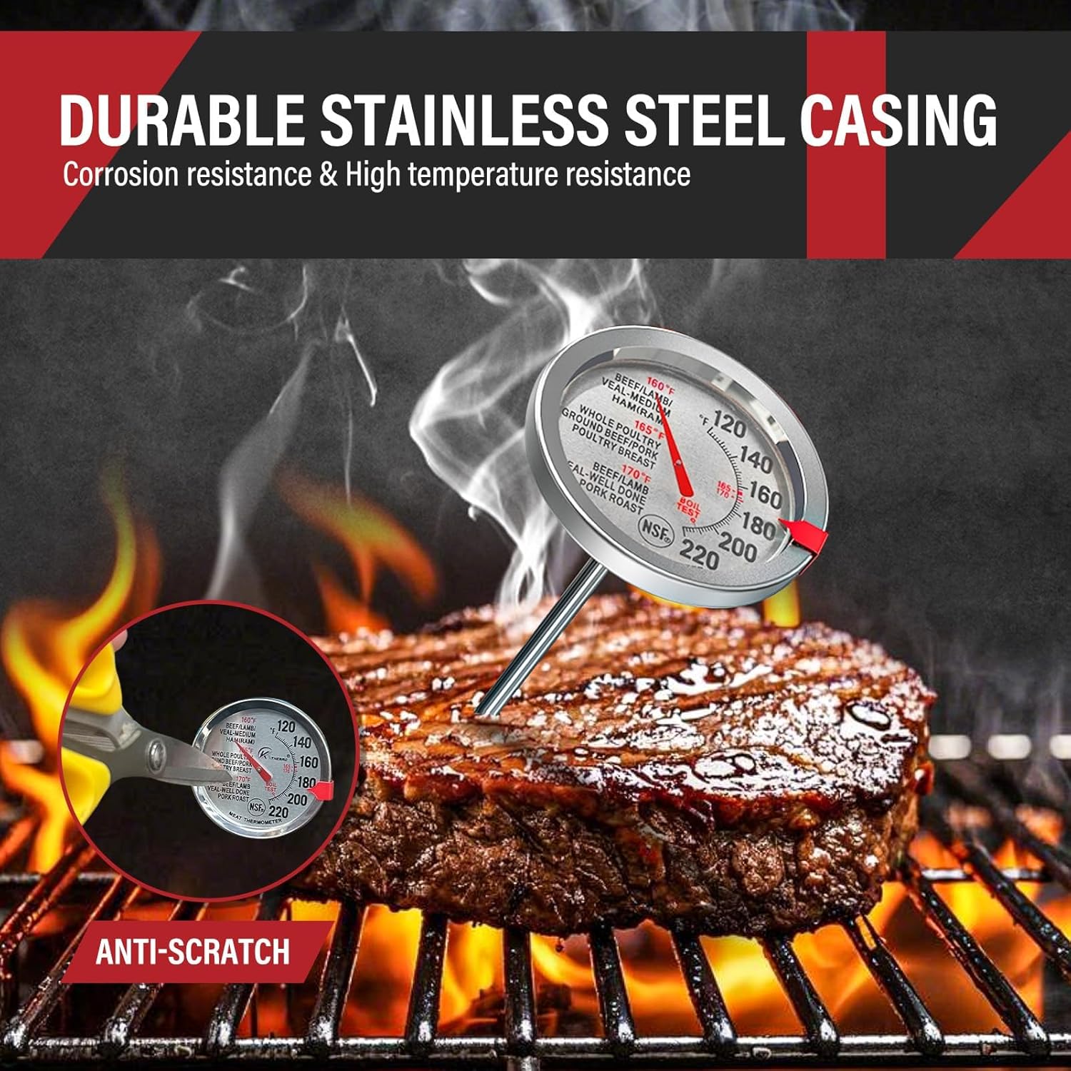 2-Pack Analog Meat Thermometer - Oven Thermometer Analog reseña y precio