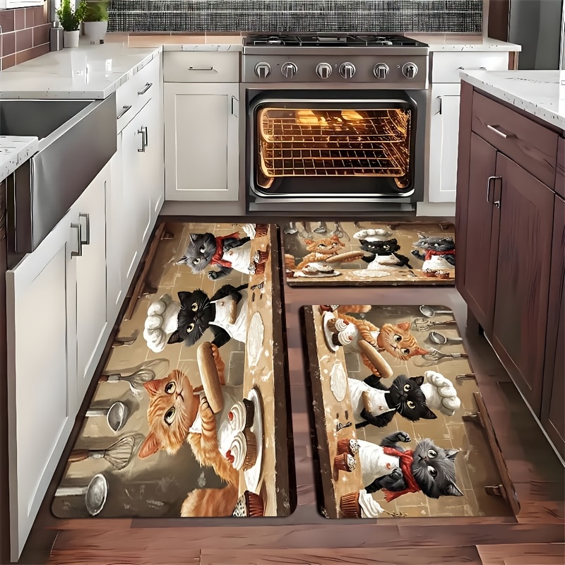 Cute Chef Cat Kitchen Long Mat - Kitchen Living Baking Mats reseña y precio