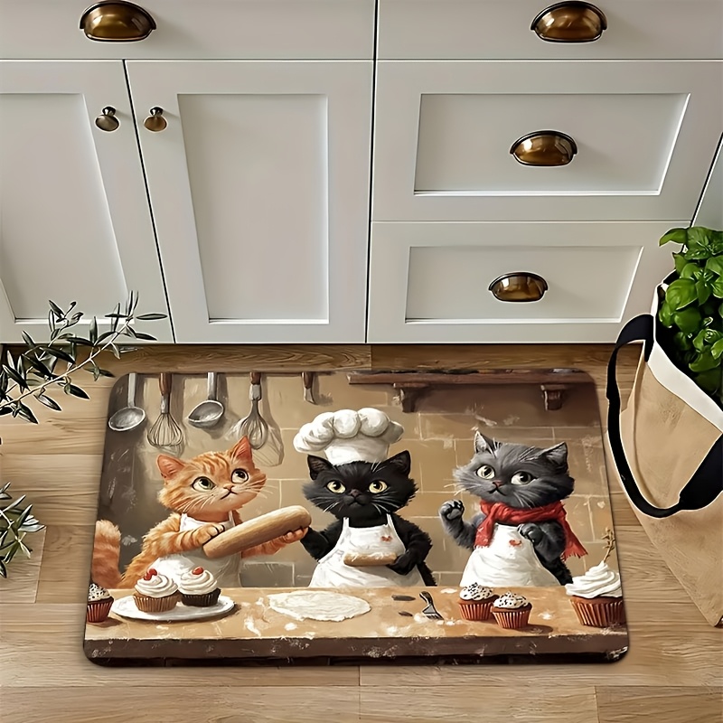 Cute Chef Cat Kitchen Long Mat - Kitchen Living Baking Mats reseña y precio