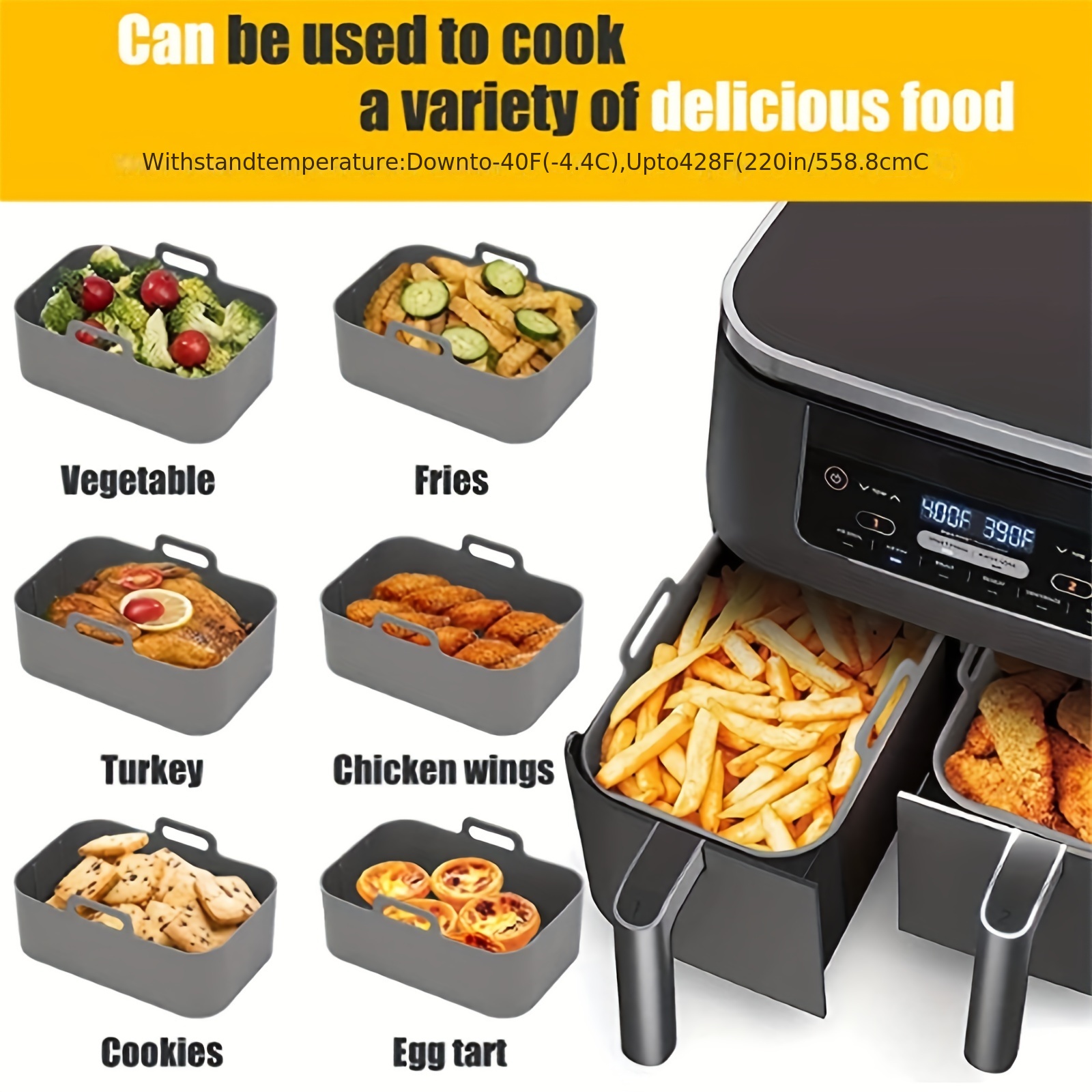 1/2Pcs Air Fryer Silicone Tray - Kitchen Baking Tray reseña y precio