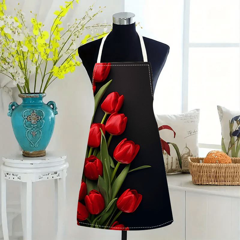 1pc Red Tulip Flower Black Bac - Kitchen Baking Background reseña y precio