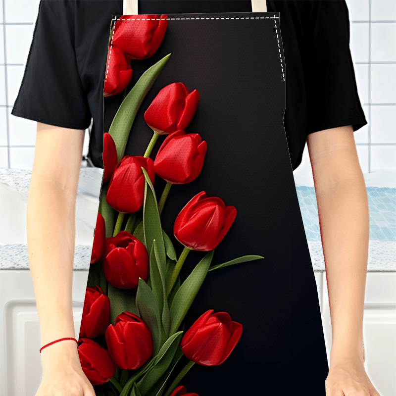 1pc Red Tulip Flower Black Bac - Kitchen Baking Background reseña y precio