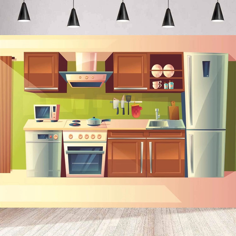 Photography Backdrop Cartoon K - Kitchen Baking Background reseña y precio
