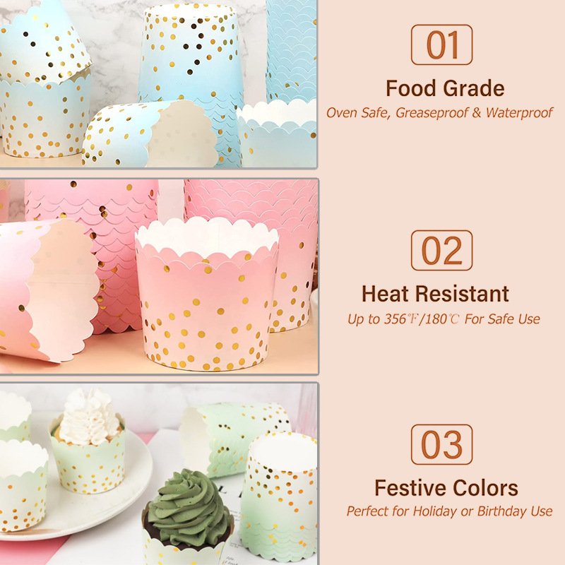 50Pcs Gold Dots Paper Baking C - Kitchen Baking Paper reseña y precio