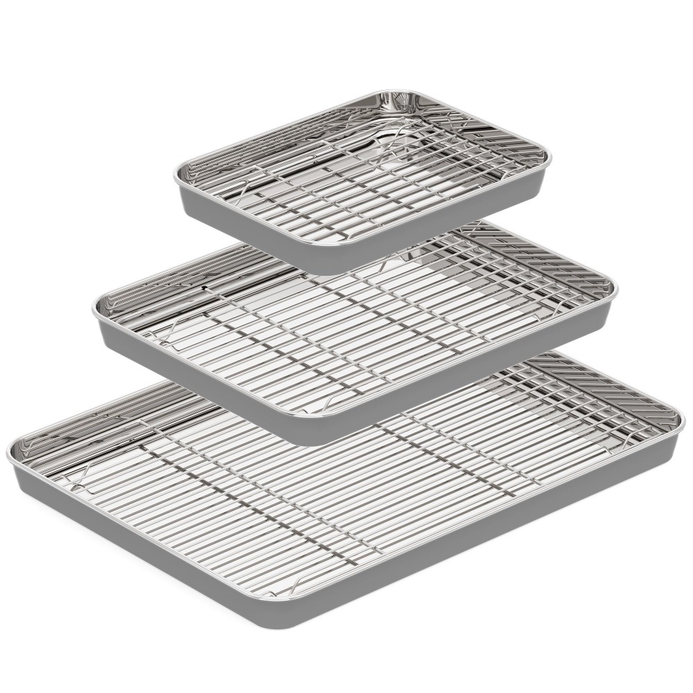 Stainless Steel Baking Sheet w - Kitchen Baking Tray Rack reseña y precio