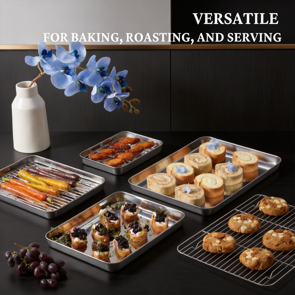 Stainless Steel Baking Sheet w - Kitchen Baking Tray Rack reseña y precio