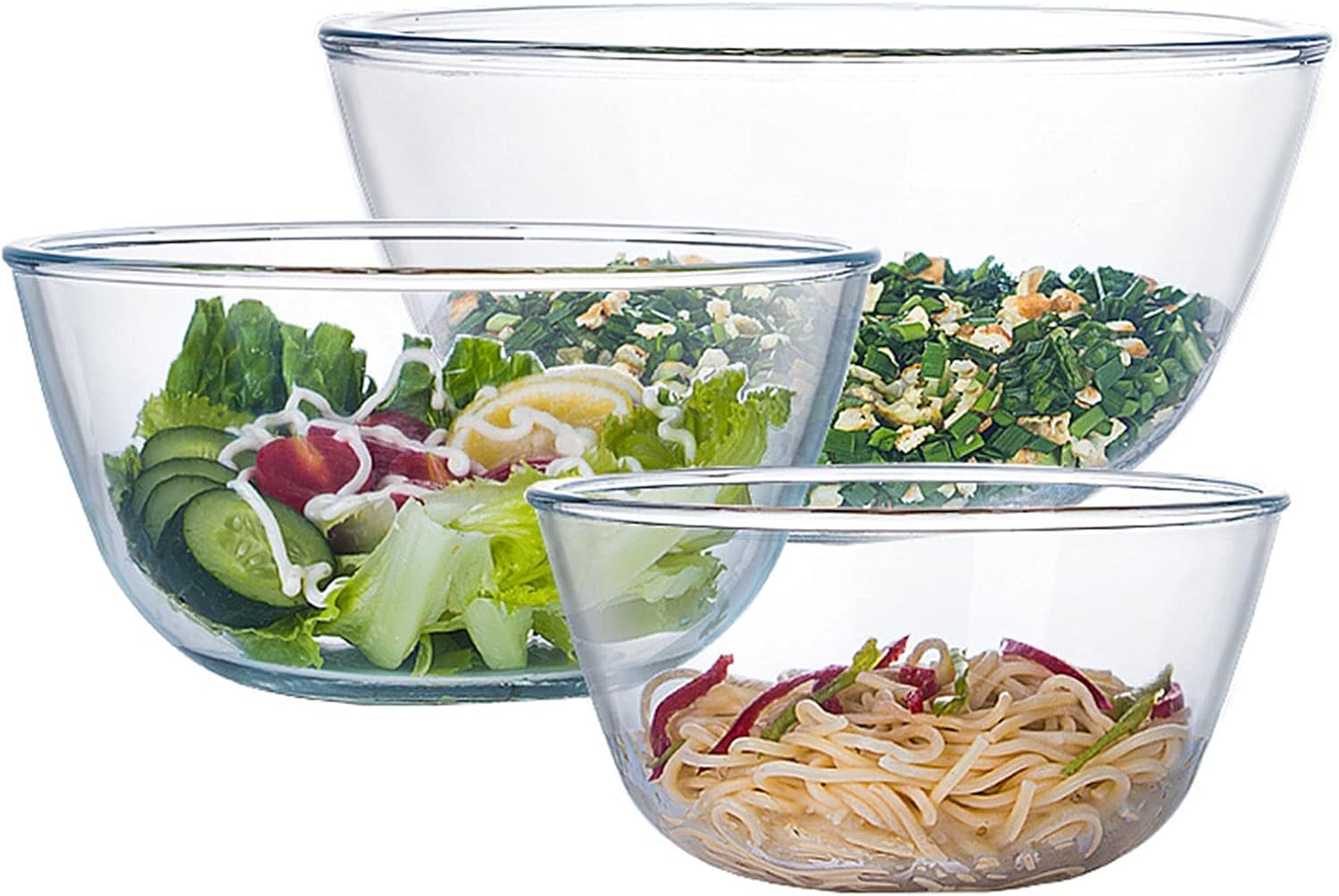 Glass Mixing Bowl Set of 3 for - Kitchen Baking Cooking reseña y precio