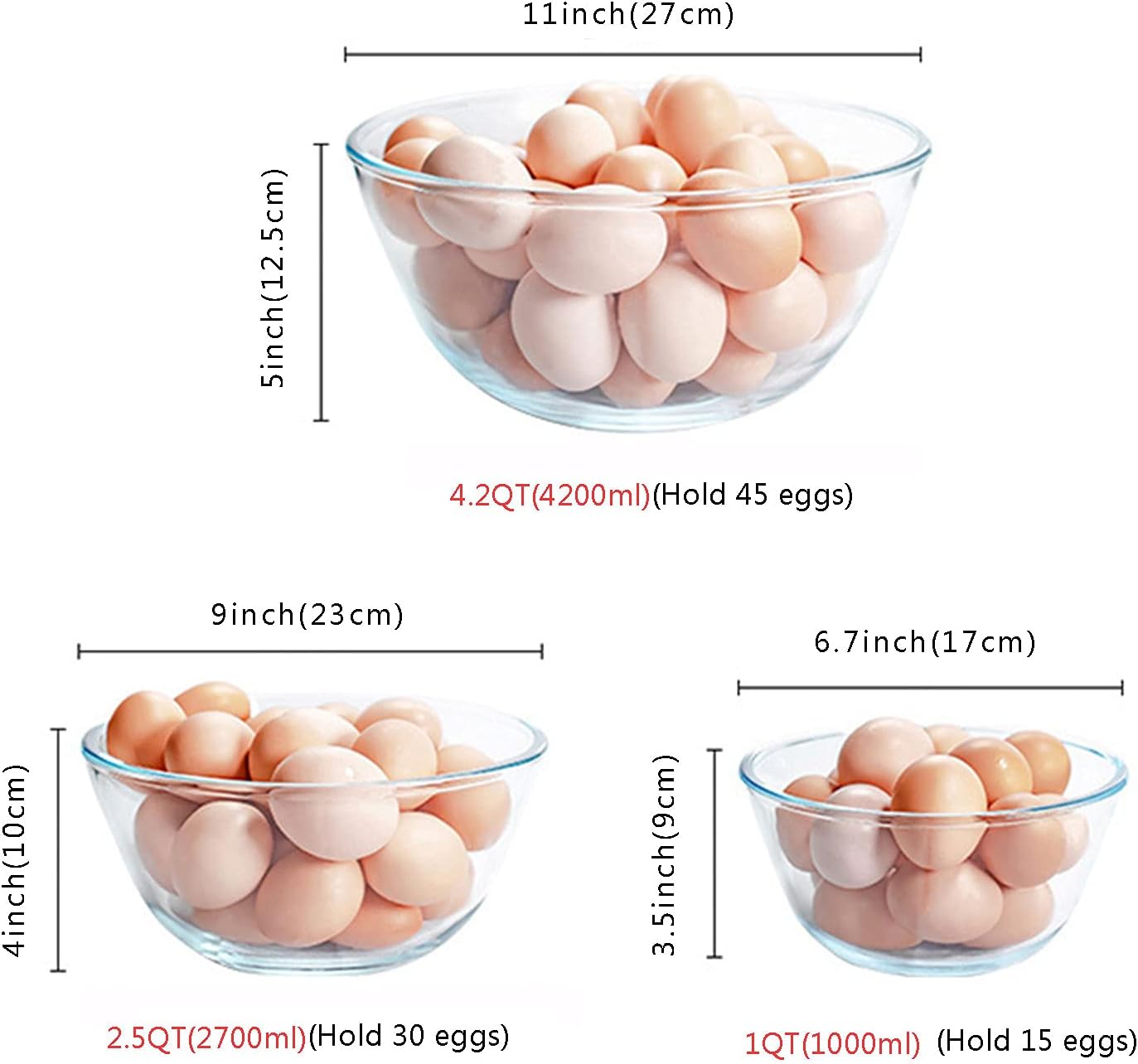 Glass Mixing Bowl Set of 3 for - Kitchen Baking Cooking reseña y precio