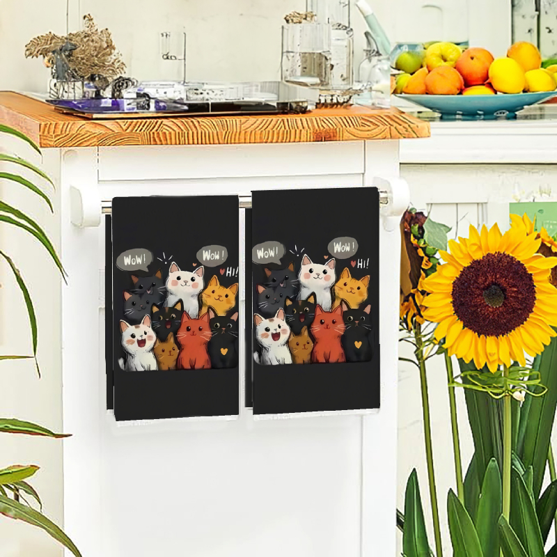2Pcs, Black Background Cat-The - Kitchen Baking Background reseña y precio