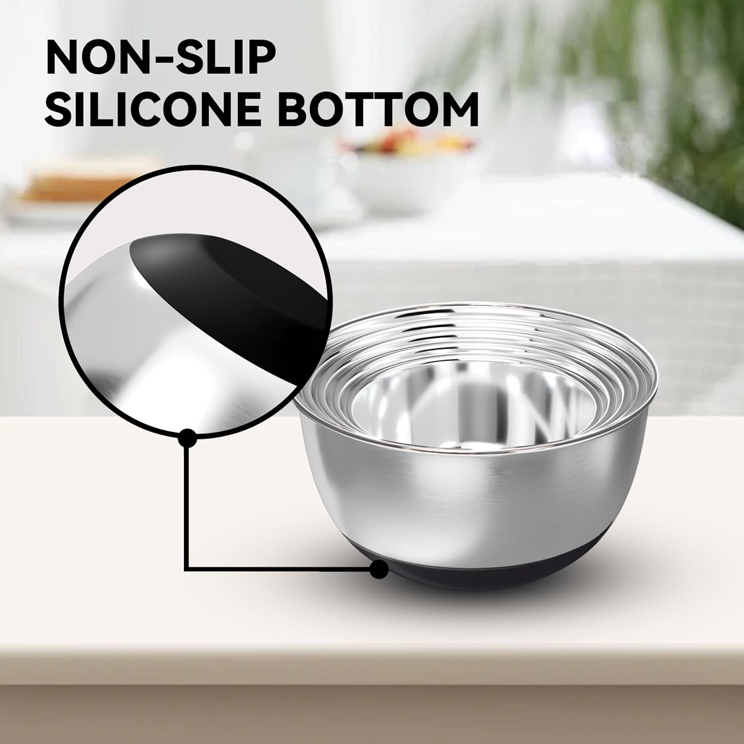 Stainless Steel Mixing Bowls w - Kitchen Baking Cooking reseña y precio