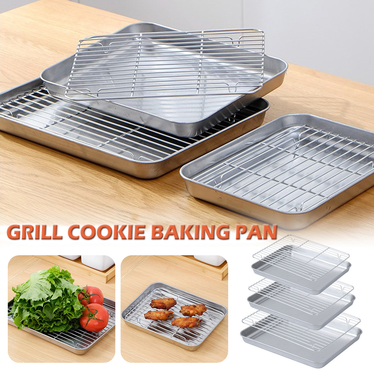 Stainless Steel Baking Tray wi - Kitchen Baking Tray Rack reseña y precio