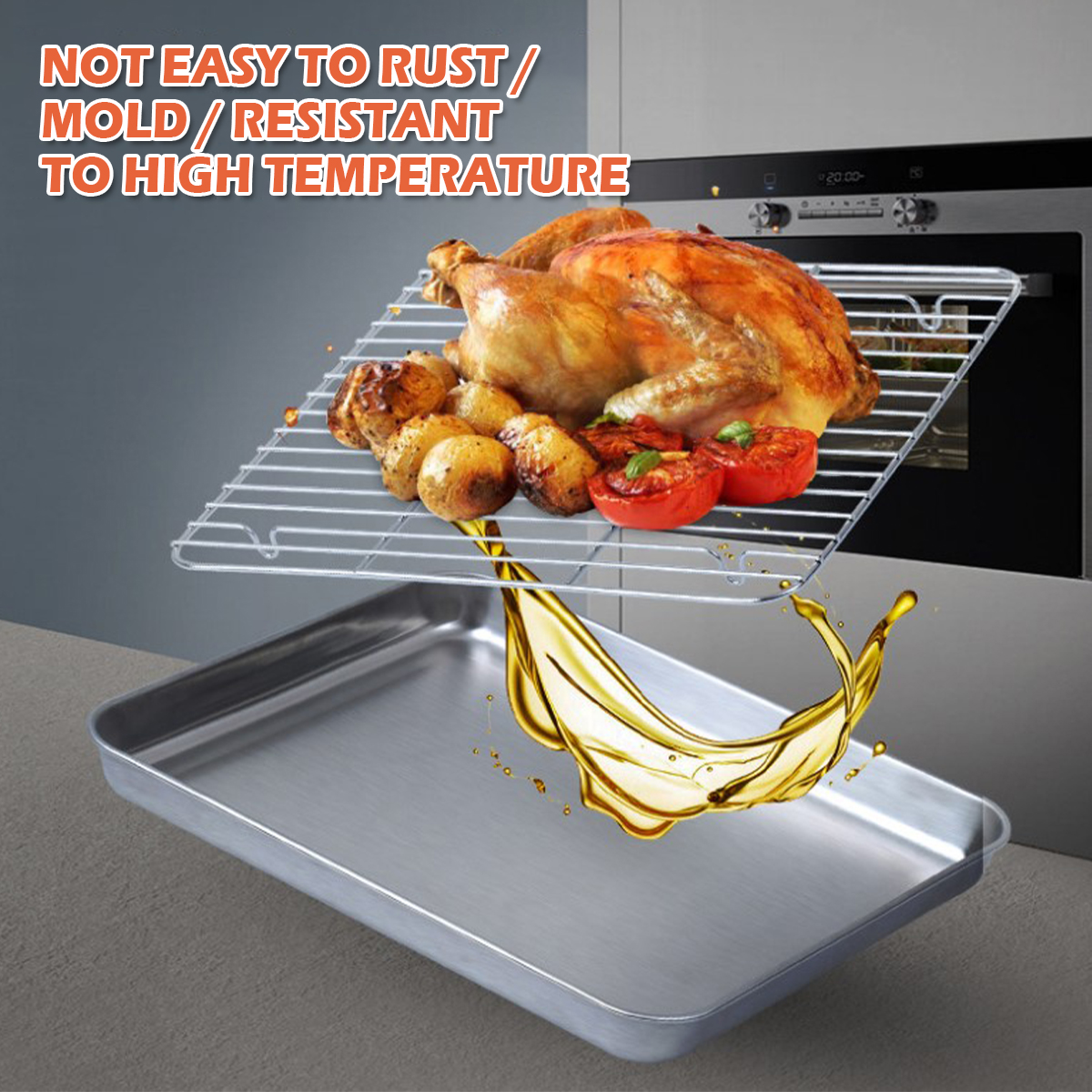 Stainless Steel Baking Tray wi - Kitchen Baking Tray Rack reseña y precio