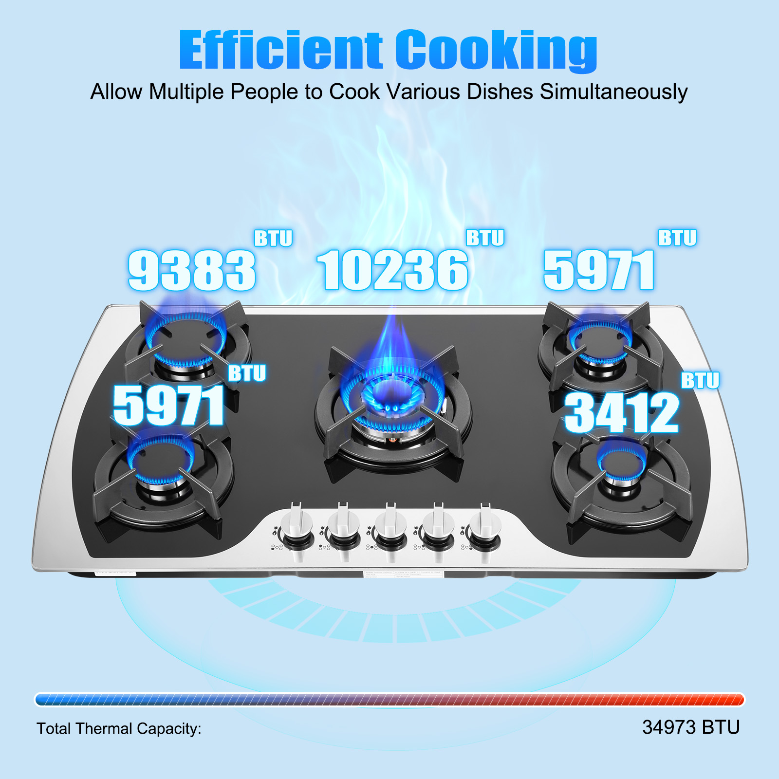 5 Burners Gas Stovetop Gas Sto - Baking Kitchen Set reseña y precio