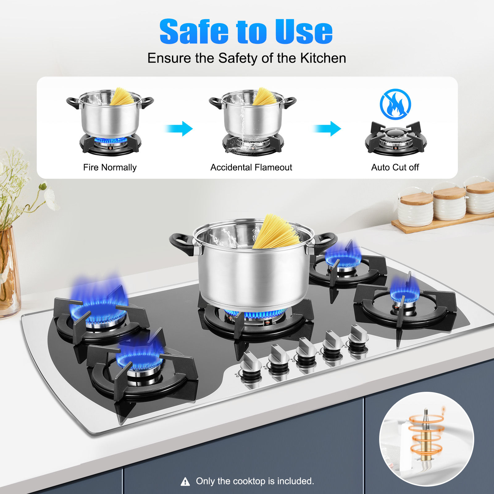 5 Burners Gas Stovetop Gas Sto - Baking Kitchen Set reseña y precio