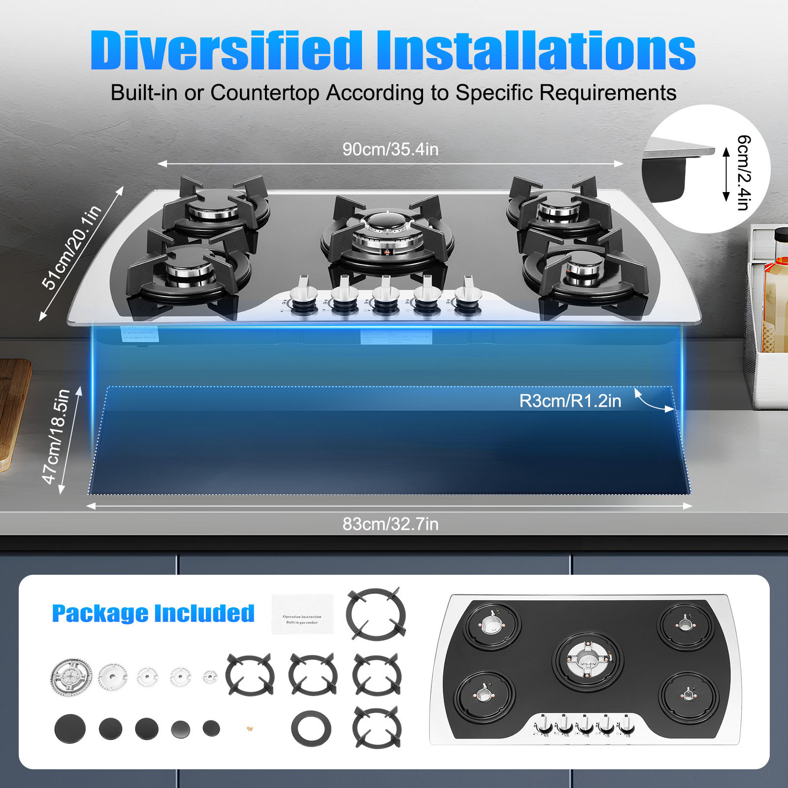 5 Burners Gas Stovetop Gas Sto - Baking Kitchen Set reseña y precio