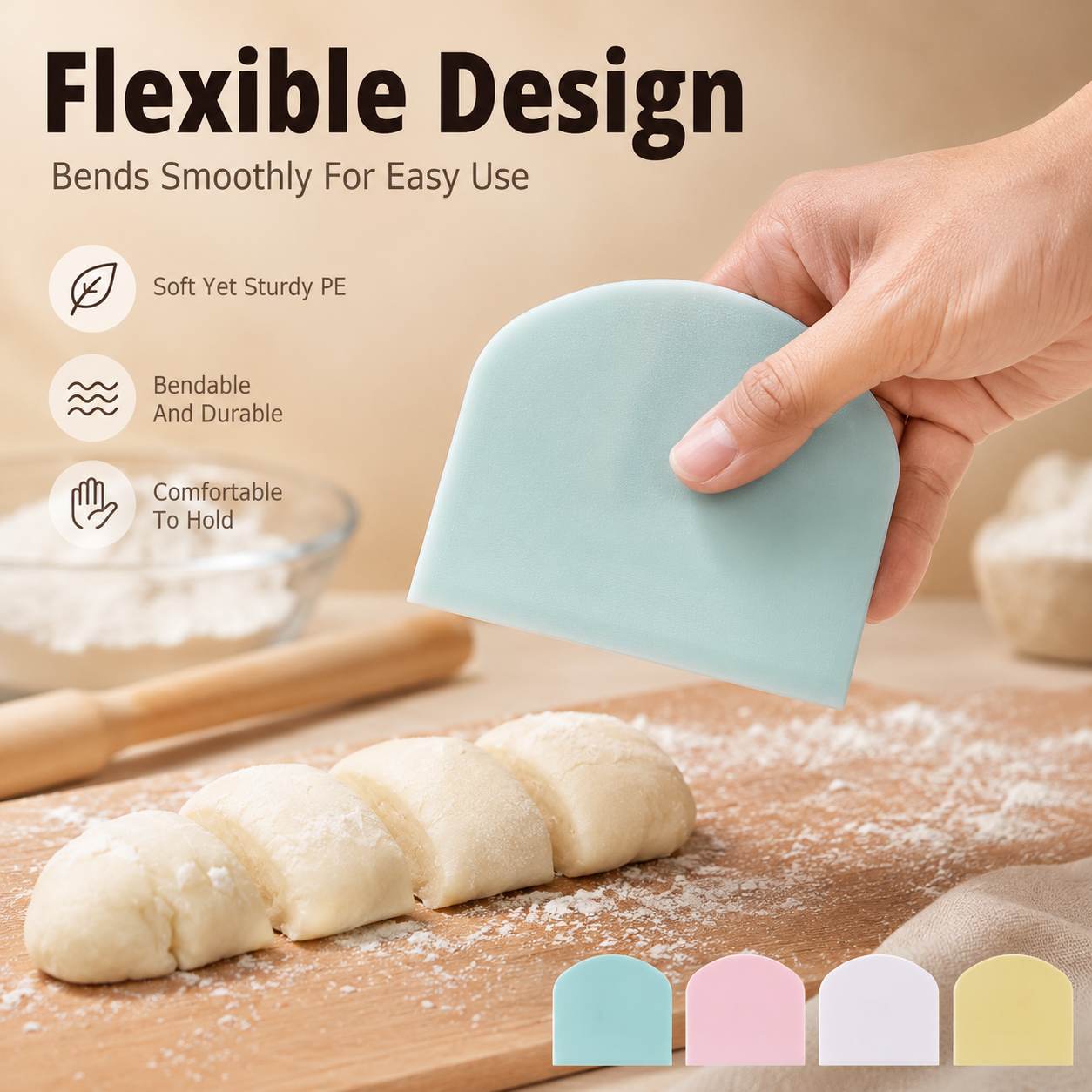 Flexible PE Dough Scraper, Bak - Dough Scraper Curved reseña y precio