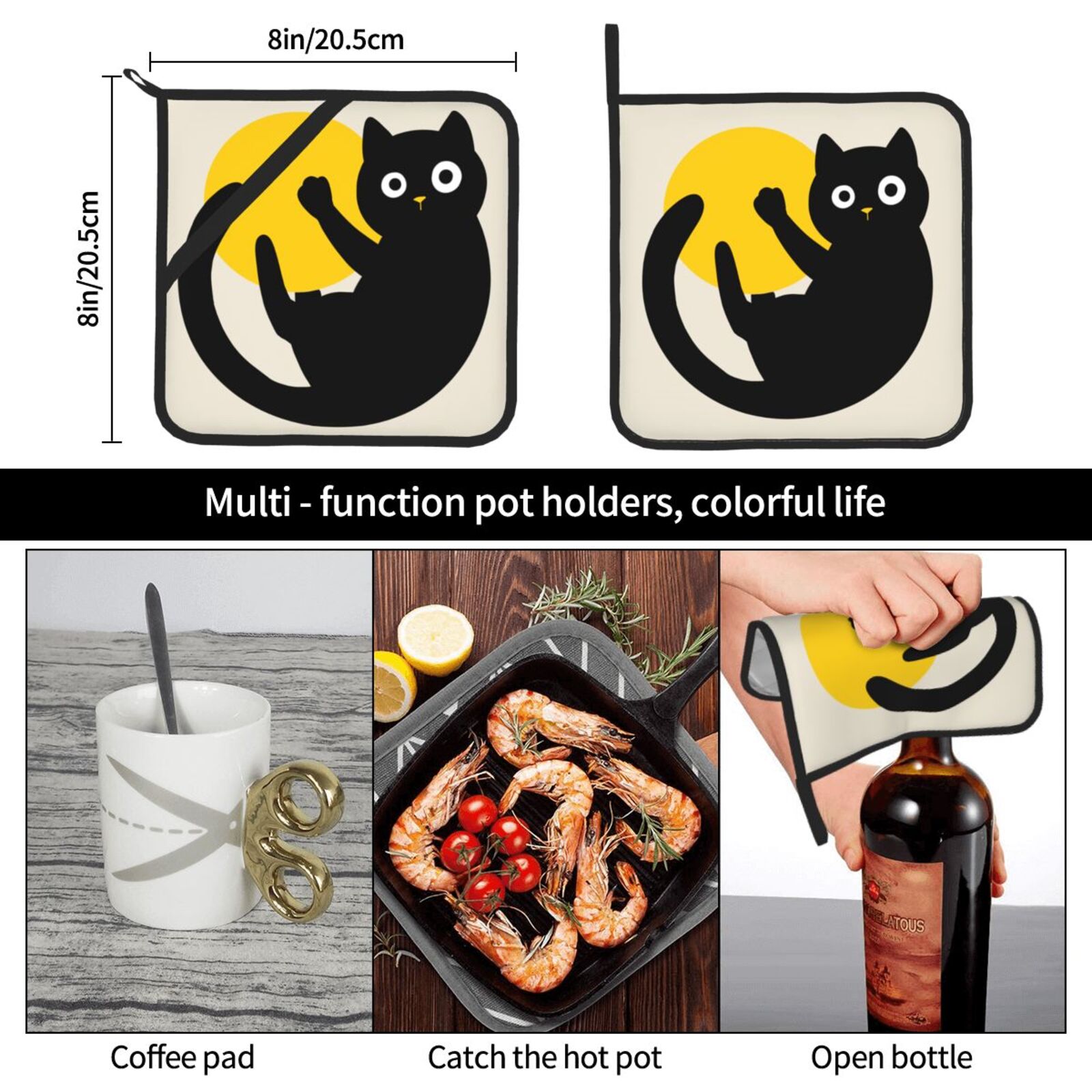 Cute Black Cat Pot Holders Set - Kitchen Baking Dishes reseña y precio