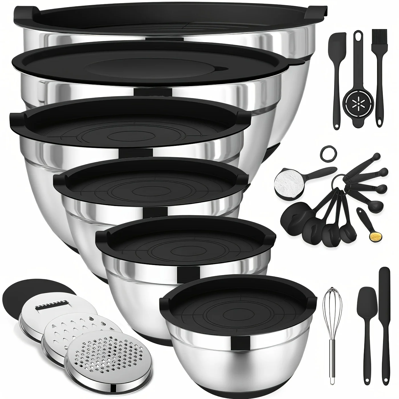 Set of Mixing Bowls Made of St - Kitchen Baking Cooking reseña y precio