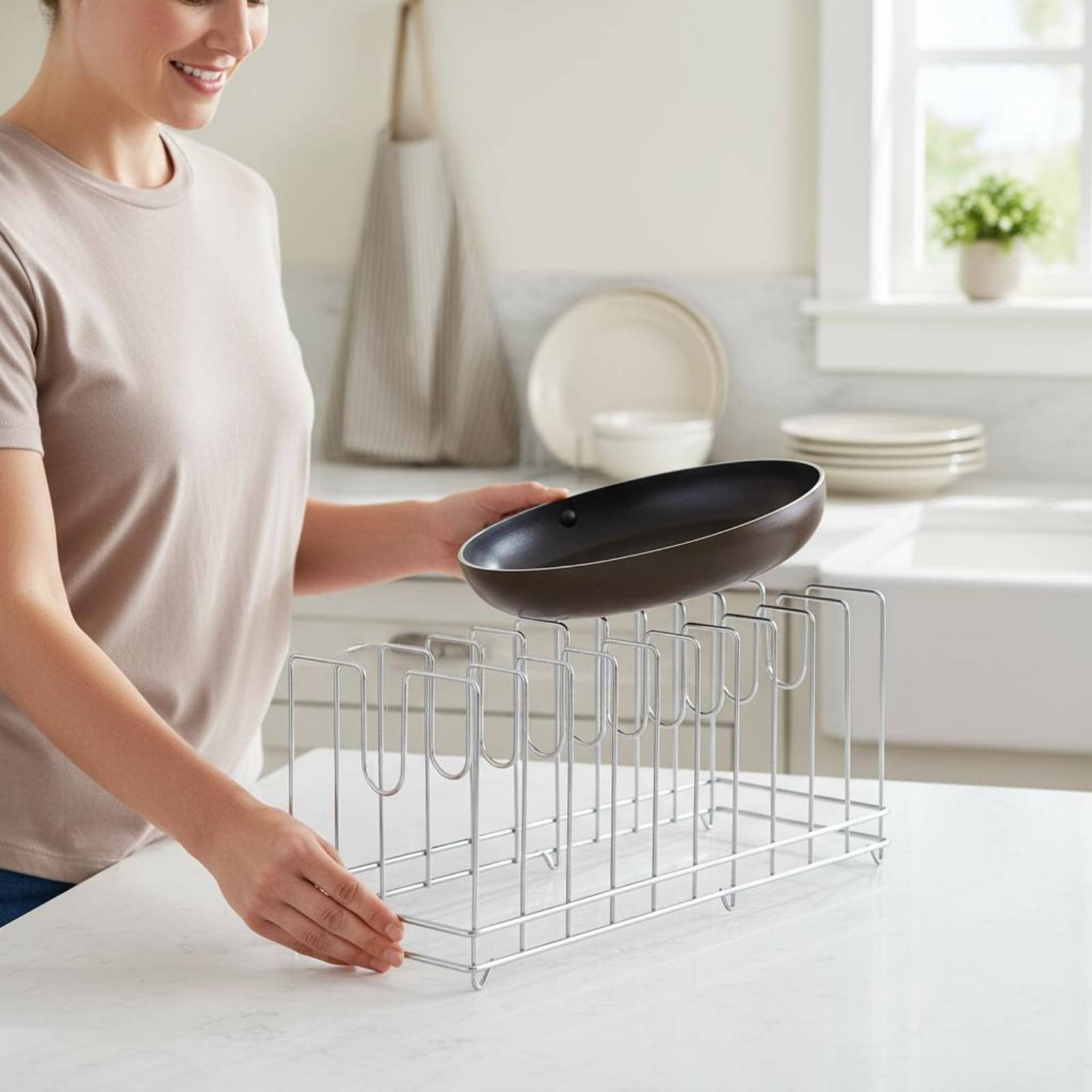 Pizza Pan Rack Space Saving Ba - Kitchen Baking Tray Rack reseña y precio