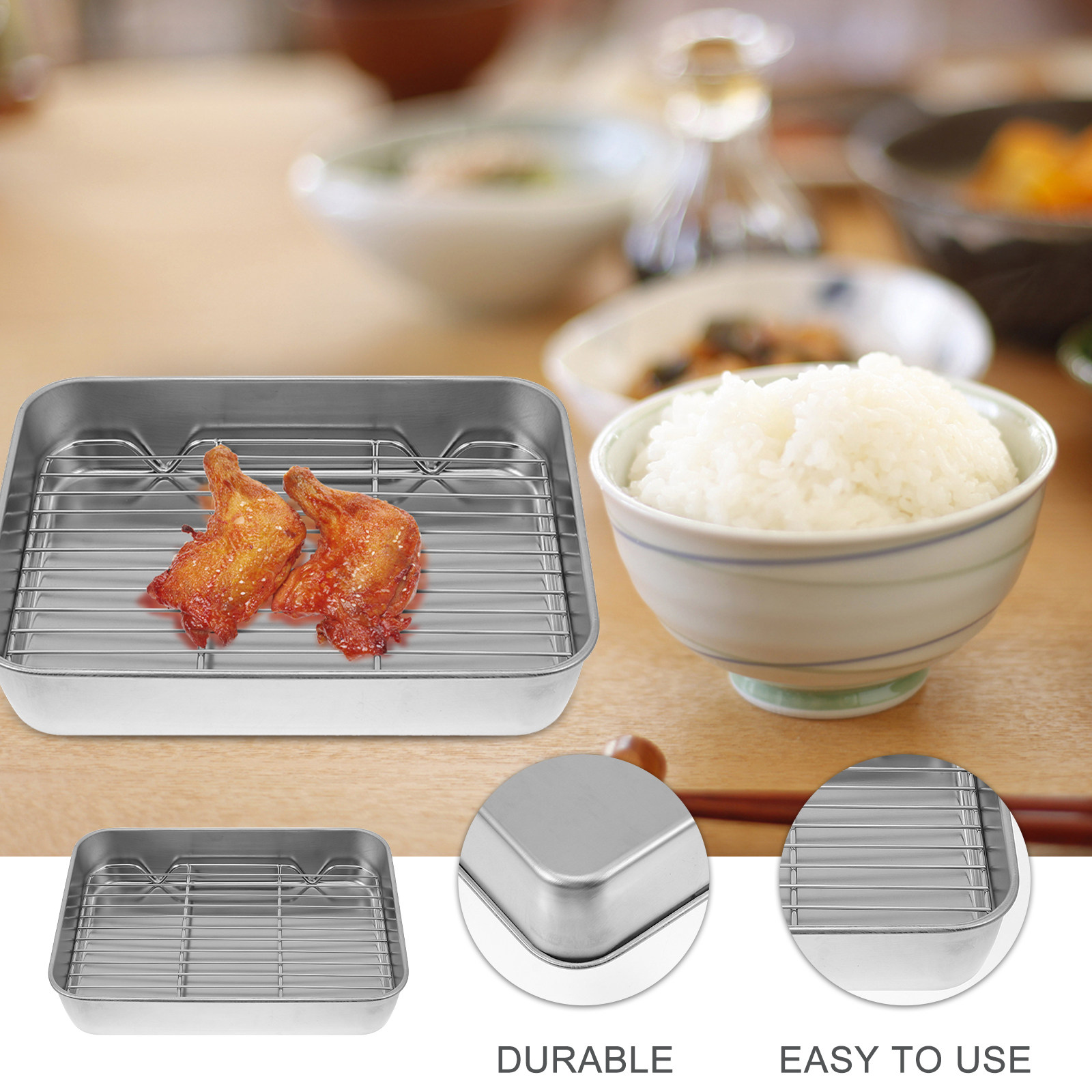 1Set Bbq Baking Tray Stainless - Kitchen Baking Tray Rack reseña y precio