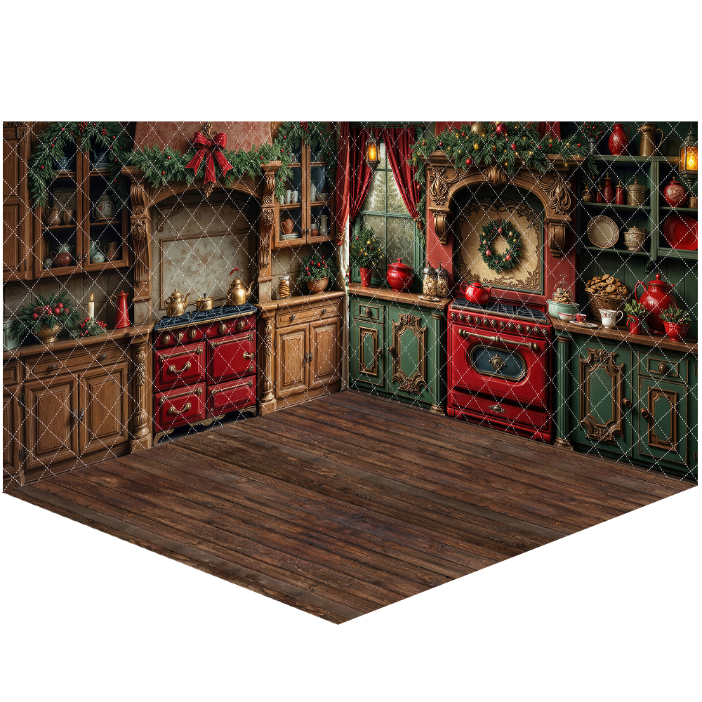 Nostalgic Christmas Kitchen Ba - Kitchen Baking Background reseña y precio