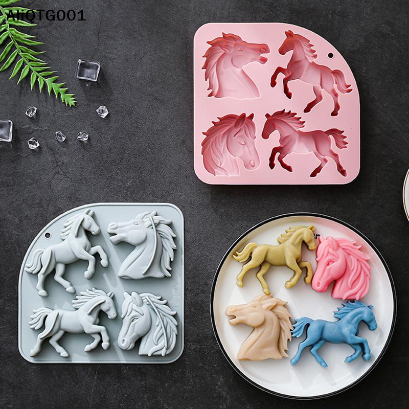 4-Cavity 3D Horse Silicone Mol - Kitchen Baking Cooking reseña y precio