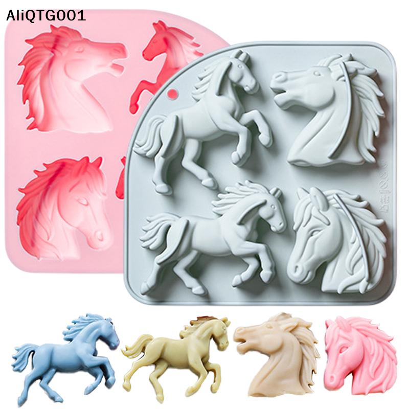 4-Cavity 3D Horse Silicone Mol - Kitchen Baking Cooking reseña y precio